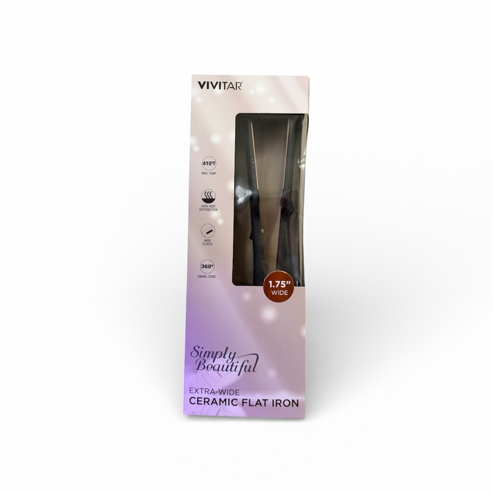 Vivitar Simply Beautiful Ceramic Extra Wide 1.75” Flat Iron 360º Swivel cord
